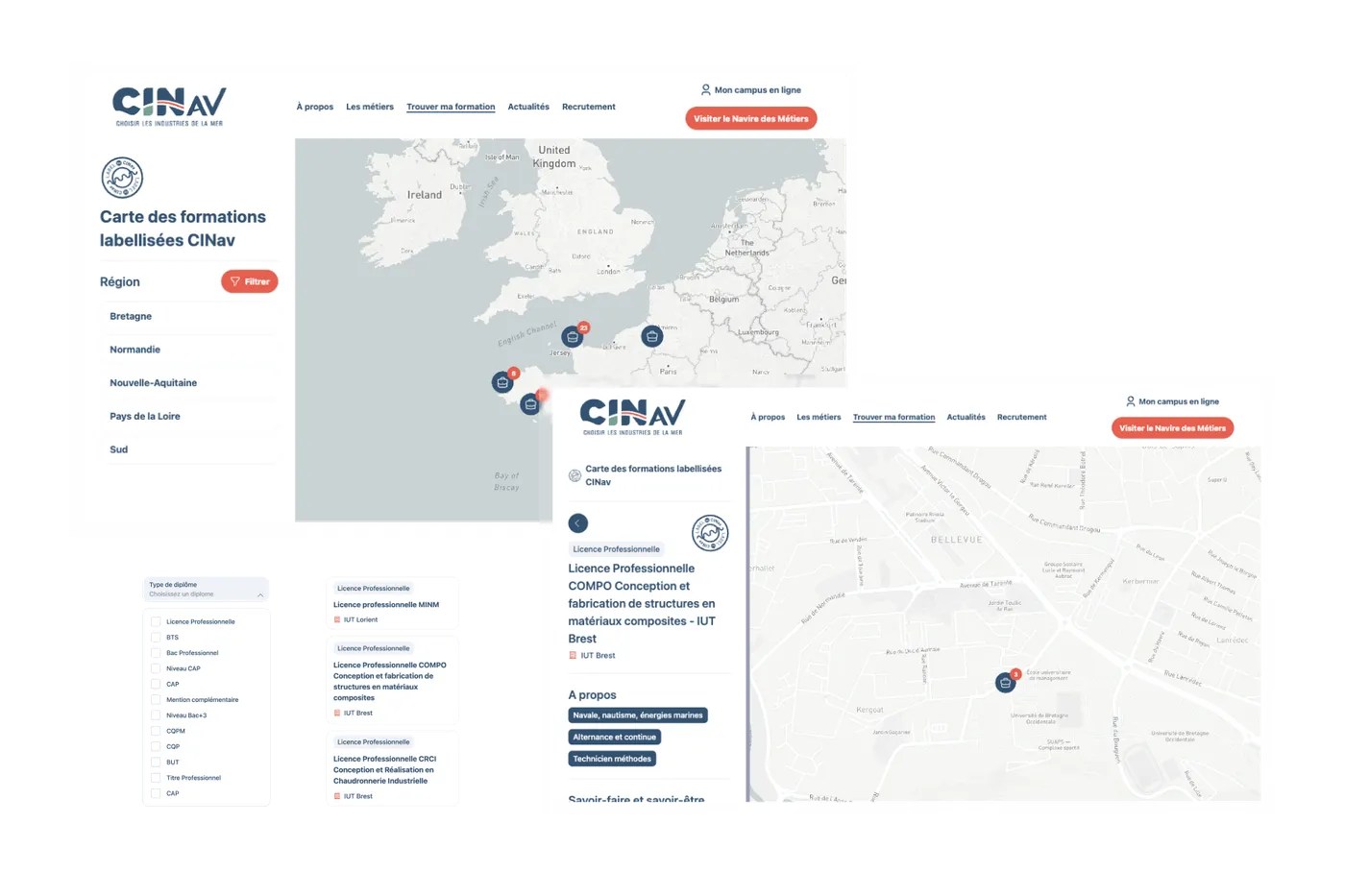 Le site CINav et la carte des formations labellisées
